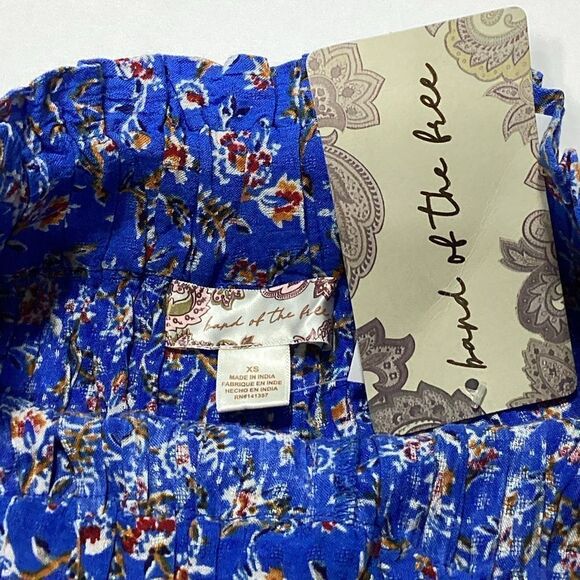 Band Of The Free Boho Wide Leg Pull On Pant Blue Floral XS NWT Band Of Gypsies - Picture 2 of 9